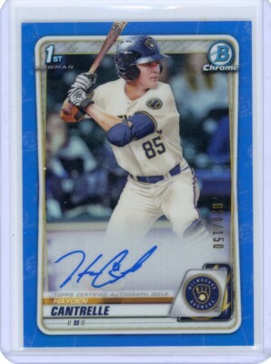 2020 BOWMAN CHROME #CDA-HCA HAYDEN CANTRELLE AUTOGRAPH ''BLUE REF'' RC #20/150