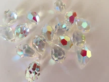 Preciosa Genuine Czech Machine Cut Drop Pendant 12x18mm Crystal AB, 6 pendants