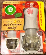 Air Wick Scented Oil Refills Apple Cinnamon Medley 2 Refills 1 Warmer