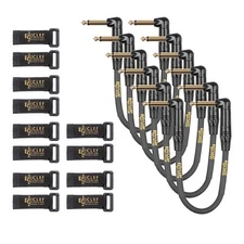 Clef Audio Labs 6.35mm TS to 6.35mm TS Guitar Cable Black Zinc Alloy -6IN -6PK