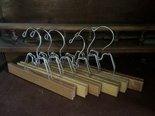 Vintage Lot of 6 Wooden Pant / Skirt Clamp Hangers - 9 Inch