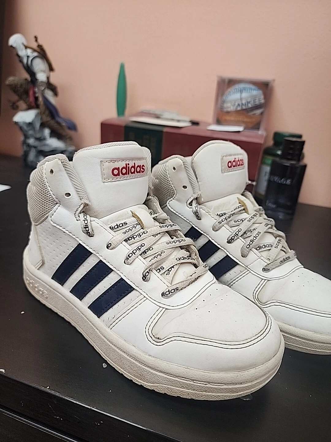 Adidas cerchi alti (big kids taglia 1) bianco blu rosso