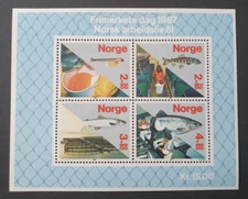1987 NORWAY NORWEGEN NORGE SHEET FISHING INDUSTRY VF MNH
