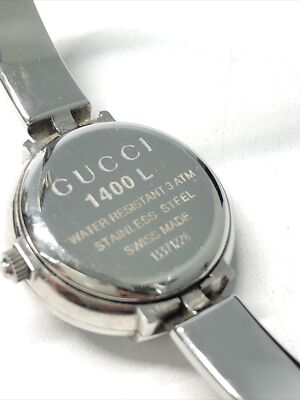 GUCCI 1400L Watch Silver White Dial QZ Women's Bangle Wrist Watch