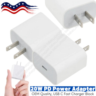 20W USB-C Fast Charger PD Power Adapter Block For iPhone 16 15 14 13 12 11 Pro 8