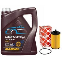 MotoröL Set 5W-40 Mannol 5 Liter + ÖLfilter 107824 FüR Chevrolet Cruze 1.6 1.8