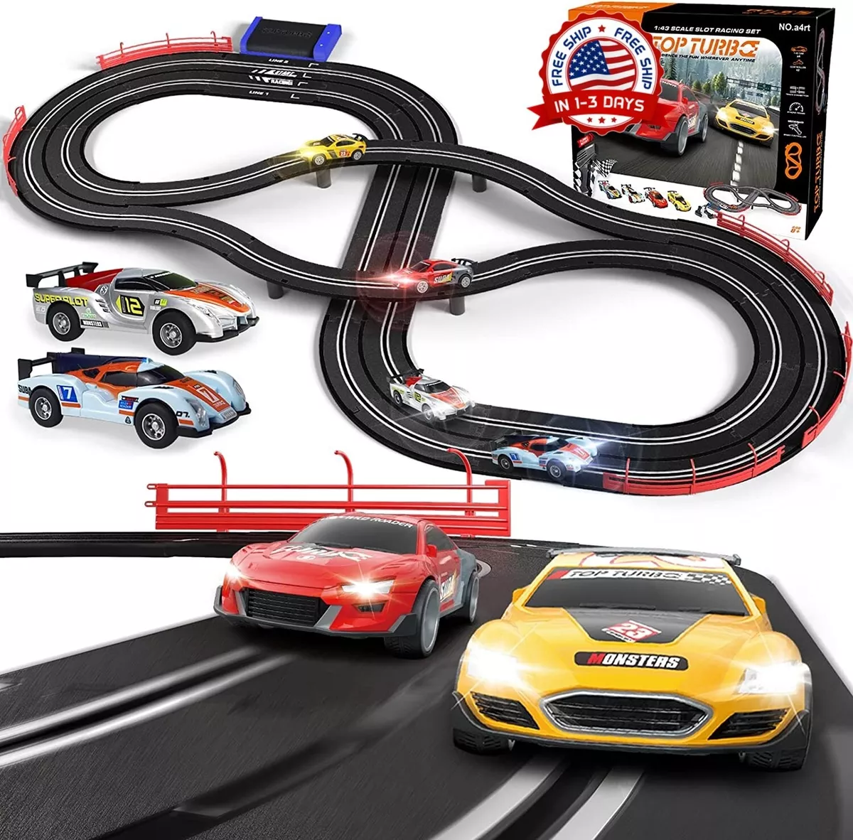 arena Estar confundido gato Pista De Carros Para Niños Electrica Con Luces 4 Carros Juguetes De Regalo  Niño | eBay