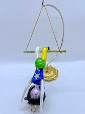 Soffieria De Carlini Circus Acrobat Girl on Trapeze Glass Christmas Ornament 5”