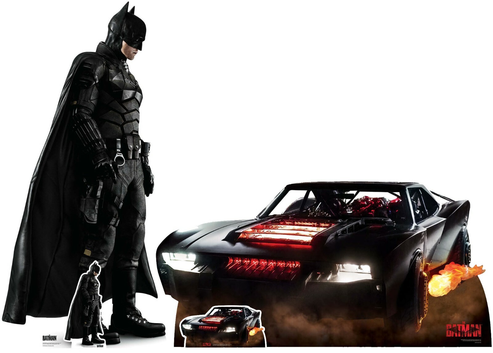 The Batman 2022 and The Batmobile Cardboard Cutout Double Pack - Bruce Wayne