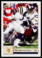 Mike Merriweather, 1992 Upper Deck Football Card, #175, Minnesota Vikings,