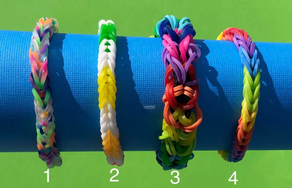 Personalized friendship summer Rainbow Loom rubber band bracelet birthday  favor