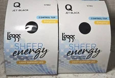2 Pair Leggs Sheer Energy Compression Tights Light Support Leg Jet Black Q 97962