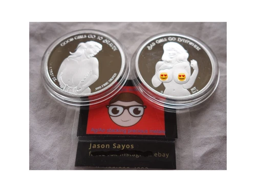 Good Girls Heaven Bad Everywhere 1 Ounce .999 Silver Round Lady Novelty Art Girl