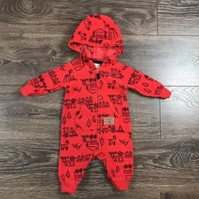 Carter’s Baby Boys Christmas Holiday Zip-Up Red Hooded Jumpsuit Bodysuit 3 Mos