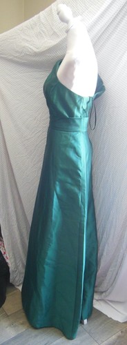 NEW D815S ALFRED SUNG Hunter Green ONE SHOULDER A-line POCKET Bridesmaid GOWN 14 - Picture 5 of 8