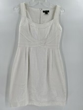 LAUREN+RALPH LAUREN+WOMEN'S DRESS+ WHITE+SIZE 8+SLEEVELESS+LINED+100% COTTON