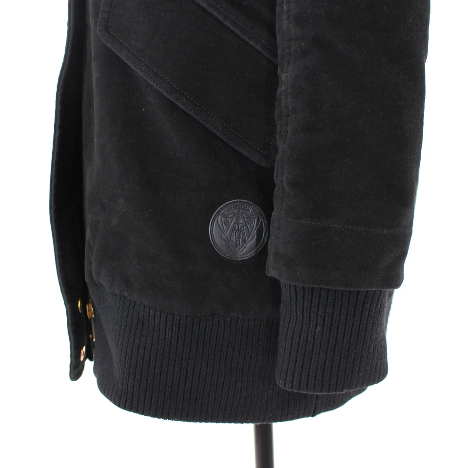 Jaqueta militar GUCCI preta aveludada com zíper botão com nervuras acabamento 38 casaco de algodão P - Imagem 4 de 4