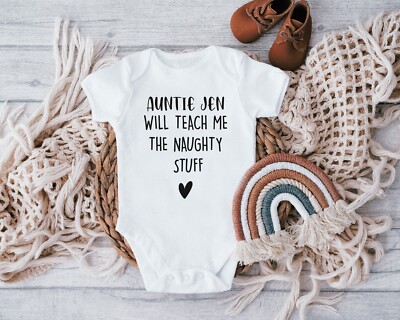Personalised Auntie will teach me the Naughty stuff Baby Vest