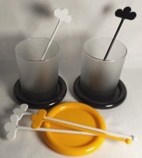 2 Leonardo Joy Gläser, Milchglas matt, 3 Untersetzer und 5 Cocktailrührer Wolke