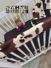 Western Baby Bedding Crib Rail Cover Bumperless Cow 
