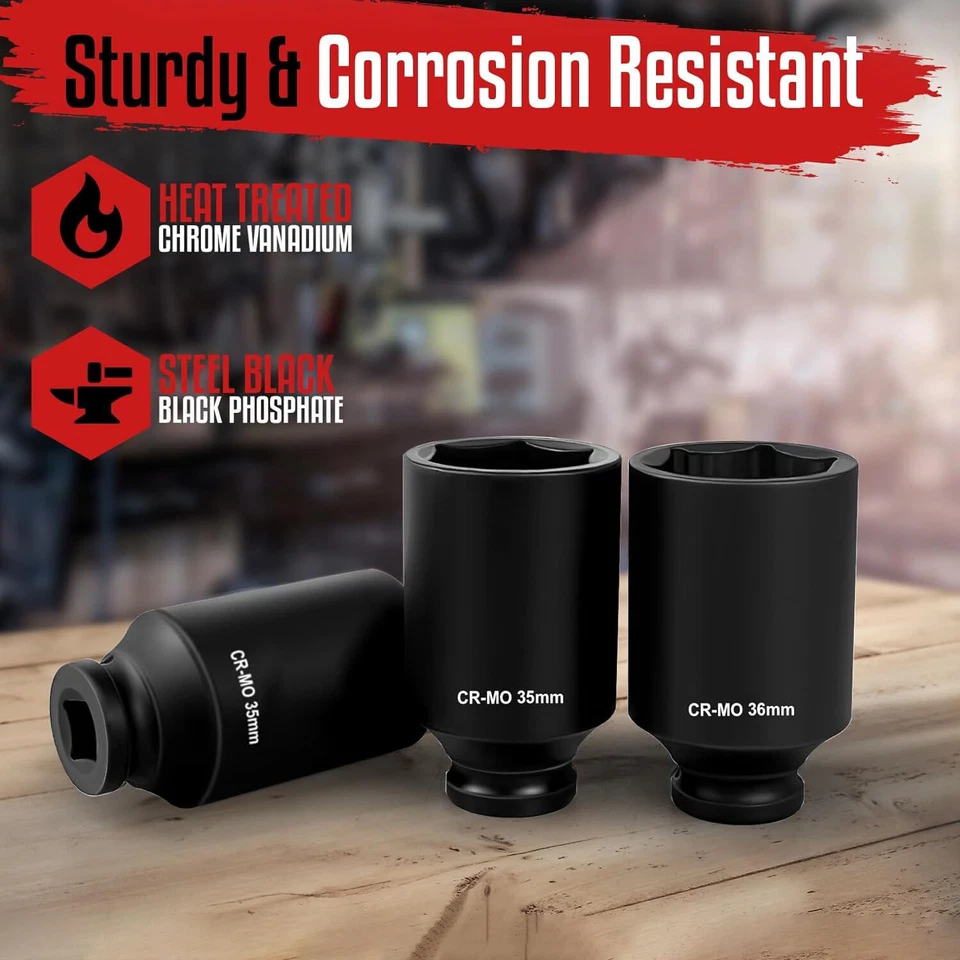 1/2" Inch DRIVE DEEP IMPACT Socket Set 8mm-55mm HGV 8cm Long Reach Impact Socket - Image 4 of 4