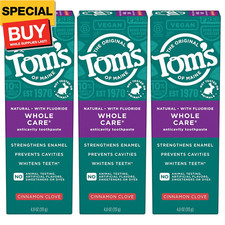 Whole Care Natural Toothpaste with Fluoride, Cinnamon Clove, 4.0 oz. 3-Pack Pac