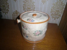 Vintage Covered crock stoneware pottery salt glazed flower pattern Japan Cookies