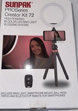 Sunpak PROSeries Creator Kit 72 Bi-color LED Ring Light Vlogging Smartphone New