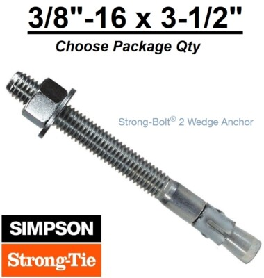#ad 3 8quot; 16 x 3 1 2quot; Simpson Strong Bolt 2 II Concrete Wedge Anchor STB2 37312 $91.15