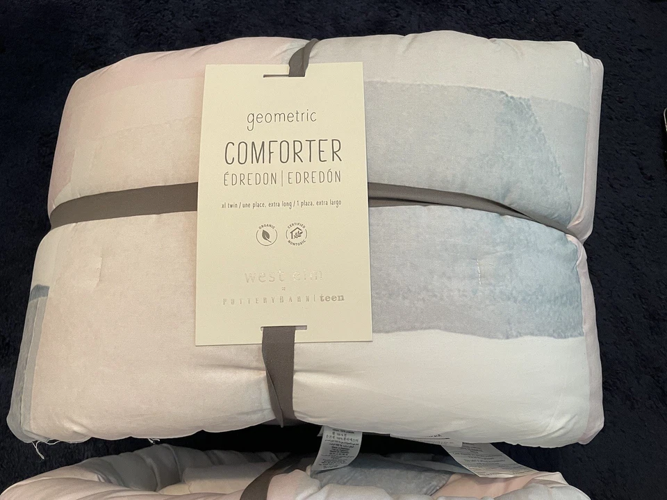 Two NEW Pottery Barn Teen West Elm Geometric Twin XL Comforters - Blush/Multi - Image 4 of 4