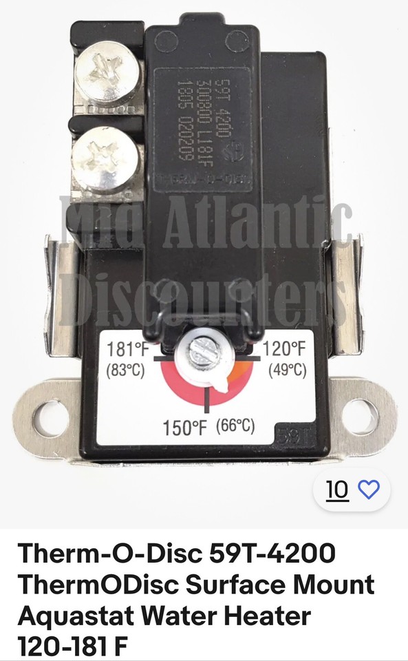 Water Heater Upper Lower Thermostat 59T (for Rheem UV11698) Apcon WH10A