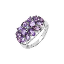 Natural Amethyst  Tanzanite Gemstone Sterling Silver Ring Gift for Her