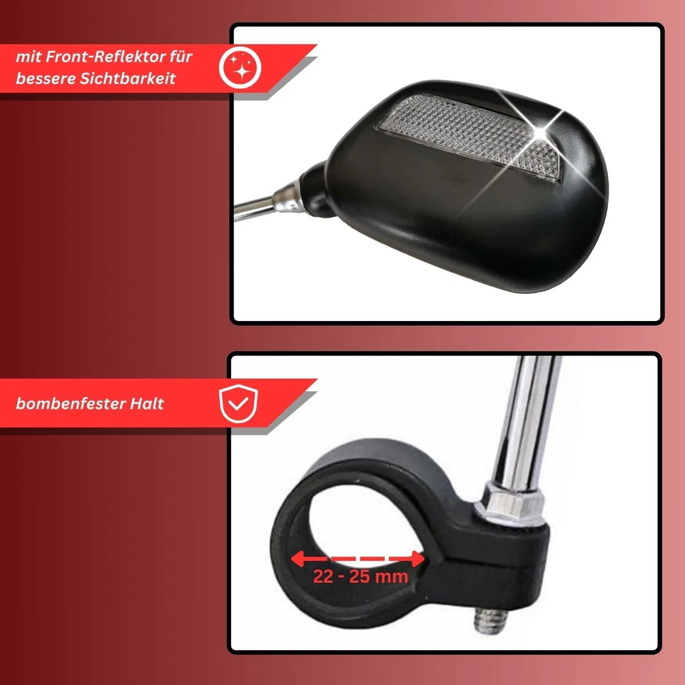 2x Fahrradspiegel eBike Rückspiegel Fahrrad Lenker Spiegel MTB City links rechts - Bild 4 von 4