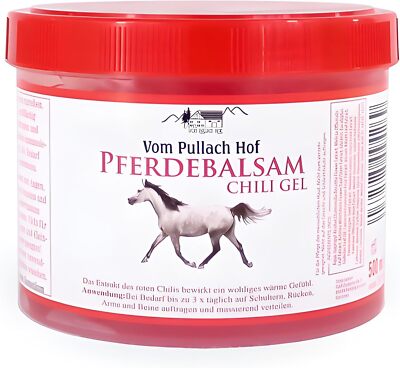 PFERDEBALSAM CHILI GEL 500ml Pferdesalbe Pferdegel Wärmegel Balsam Creme 69