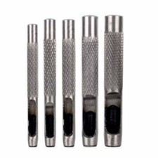 Fustelle in acciaio 5 pz foratura fori cuoio cinturini punzoni rotondi 4 a 10 mm