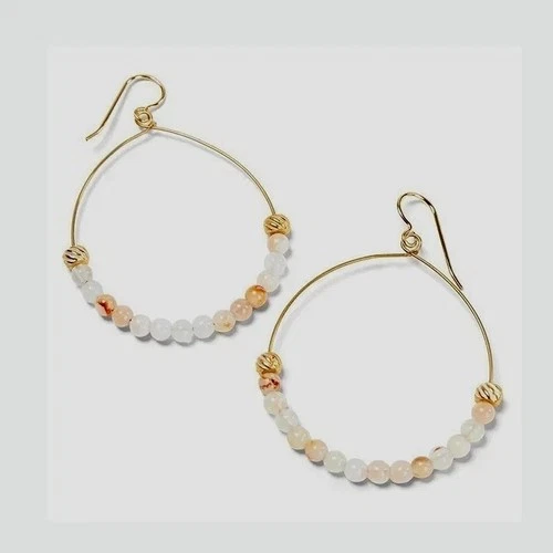 Brighton Sunset Cove Gold Hoop Agate Beads French Wire Earrings NWT JA9369 $88