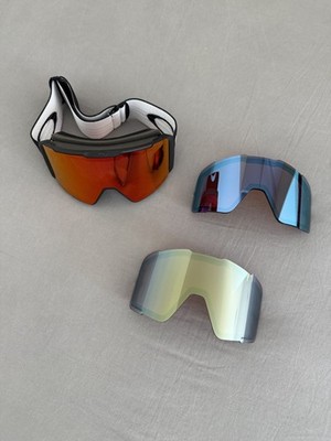 Oakley Line Miner Pro L Snowboardbrille Skibrille Ski Brille Goggle Schwarz Gold