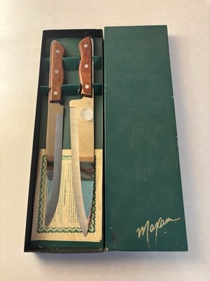 Vtg Maxam Precision Hollow Ground Stainless Steel Knife Set of 2 Made Japan Exc