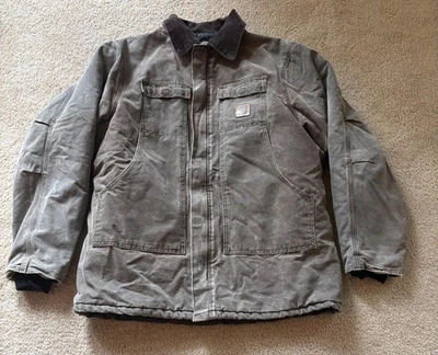Vintage Carhartt Coat Mens XL Brown Duck Canvas Quilted Faded C26 Made USA - Image 1 of 4