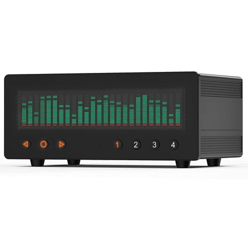 4 Channel RCA Audio Selector HiFi Splitter w/ 25-Band VFD Music Spectrum Display