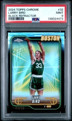 2024 TOPPS CHROME BLACK REFRACTOR #32 LARRY BIRD 2/10 PSA 9