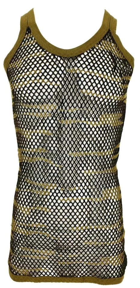 Mens Camouflage Mesh String Vest Tank Top Flouge Army Print Marina - Image 4 of 4