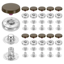 20 Set Snap Fasteners, 12mm #633 Zinc Alloy Press Studs Buttons, Dark Brown