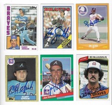 ATLANTA BRAVES 6 DIFFERENT SIGNED AUTOGRAPH BASEBALL CARD LOT