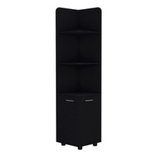 Pemberly Row Contemporary Freestanding Cabinet Engineered Wood Black