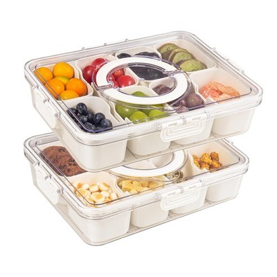 Zaboro 2 Pack Snackle Box Container with 8 Compartments, Clear Divided Serving T