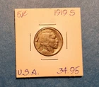 1919-S USA 5 Cent Buffalo Coin - VG8