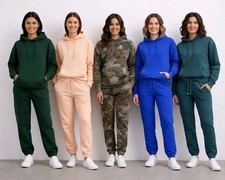Womens Ladies Tracksuit Plain Tracksuit Loungewear Sweater Trouser Co-ord Set UK