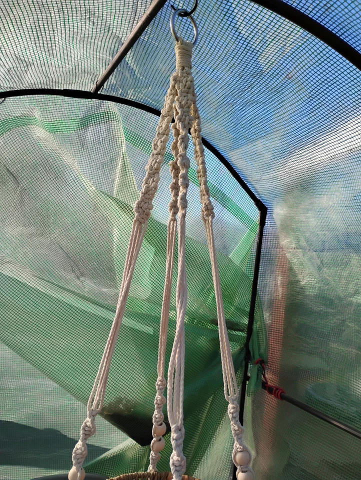 42" Long Hand Crafted Macrame Hanging 11" Fruit  Basket Baho Decor - Image 3 of 4