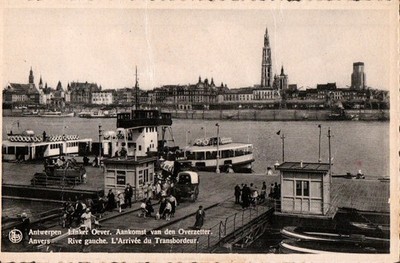 Antwerp Belgium Scheldt River Ferry Arrival Skyline Thill Bromurite Postcard